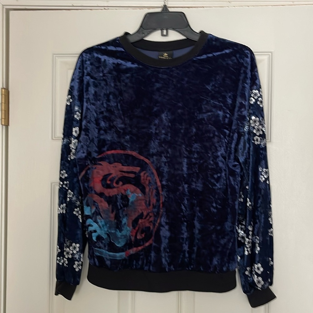 Disney Princess - Mulan blue velvet long sleeve top - size M